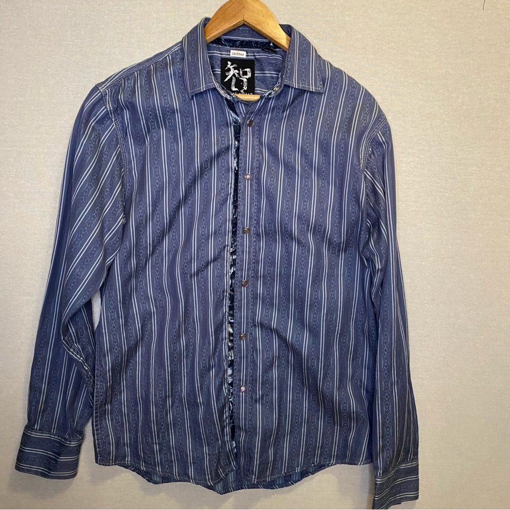 Age Of Wisdom Shirt Pearl Snap Men’s Blue 70’s Vibe Size Medium